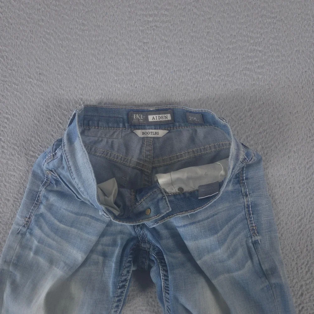 BKE Jeans Men 29x32 Long Blue Aiden‎ Bootleg Stretch Medium Wash Whiskered Denim